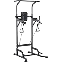 HOMCOM Power Tower Máquina de Musculación Multiestación 5 en 1 Ejercicios Dip Pull-up Flexiones y Abdominales 124x86x172…